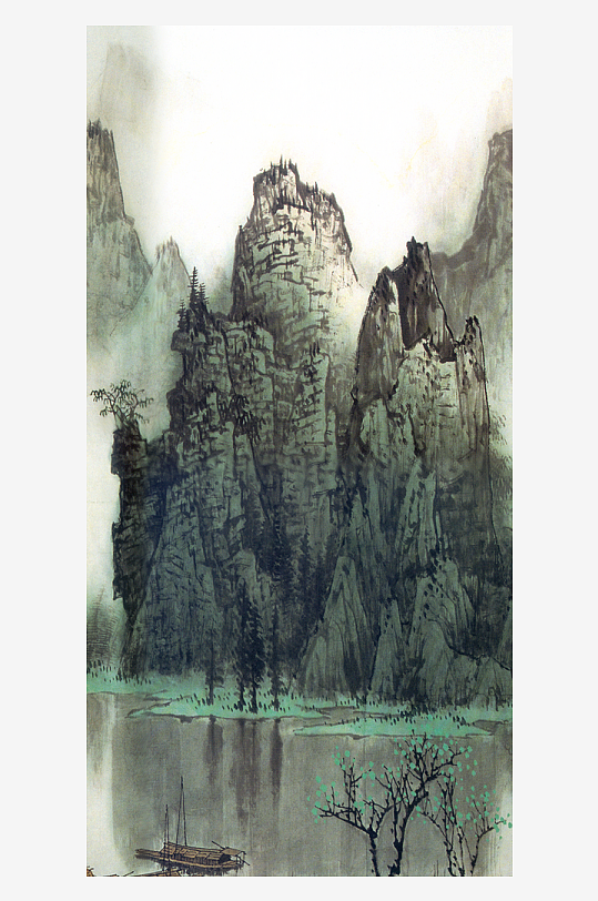山水风景画中式装饰画图片-众图网