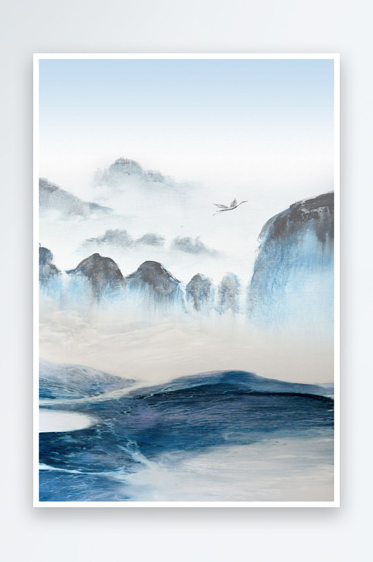 水墨山脉中式装饰画图片-众图网