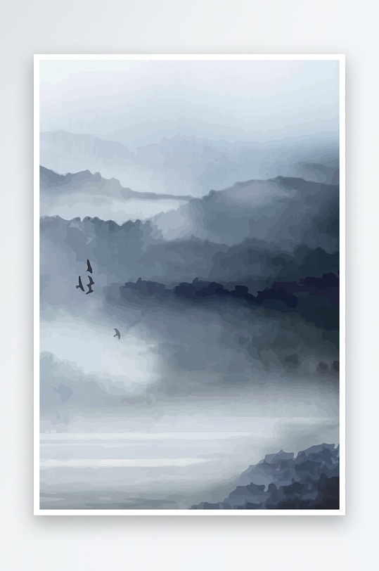 水墨山脉中式装饰画图片-众图网
