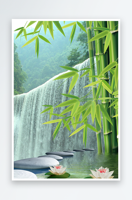 竹林风景画中式装饰画图片-众图网