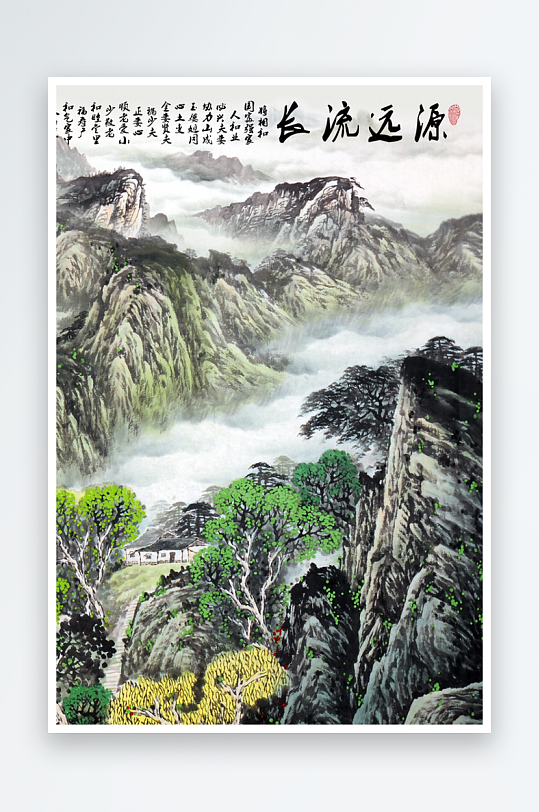 山林风景画中式装饰画图片-众图网