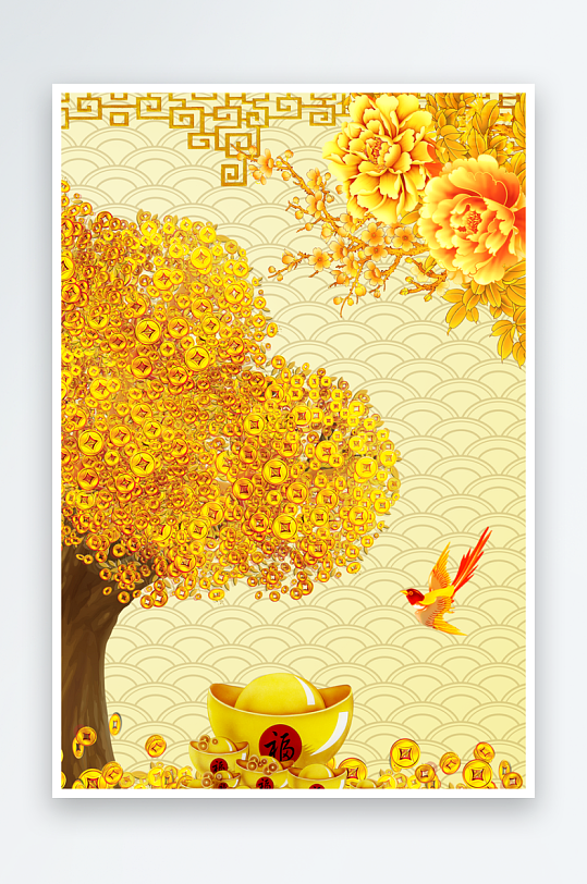 发财树装饰画图片-众图网