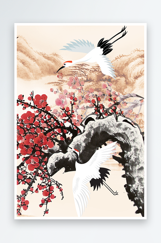 梅花中式装饰画图片-众图网