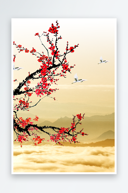 梅花中式装饰画图片-众图网