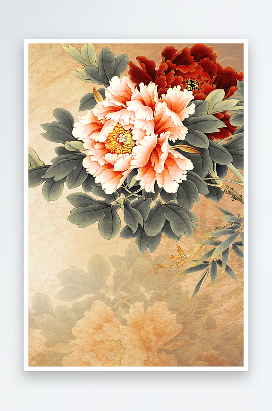 牡丹花中式装饰画图片-众图网