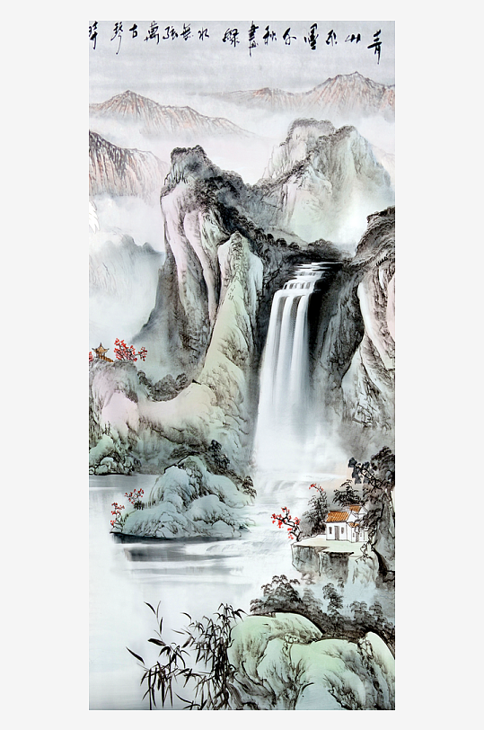 山脉中式装饰画图片-众图网