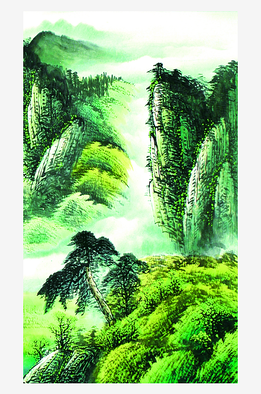山脉中式装饰画图片-众图网