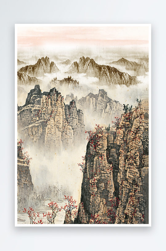 中式风景画装饰画图片-众图网