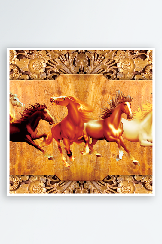 骏马水墨风景画装饰画-众图网