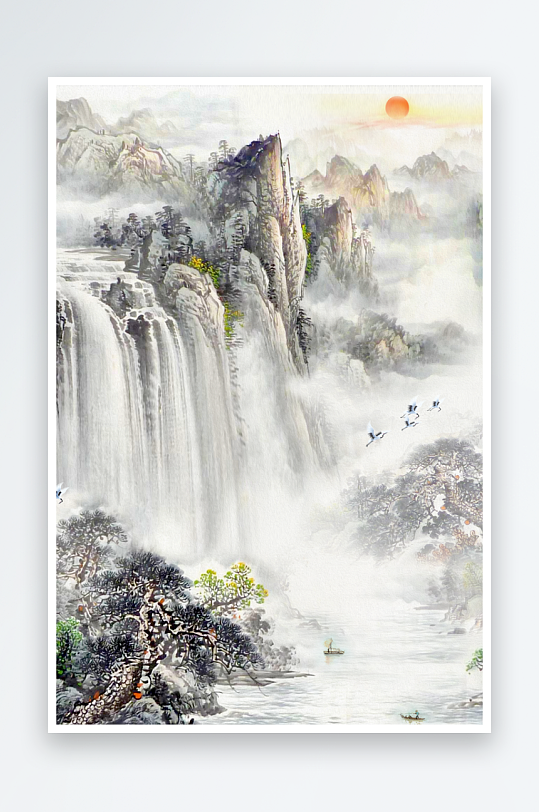 水墨山脉风景画装饰画-众图网