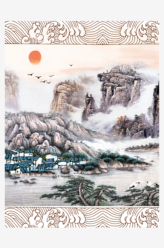 水墨山脉风景画装饰画-众图网