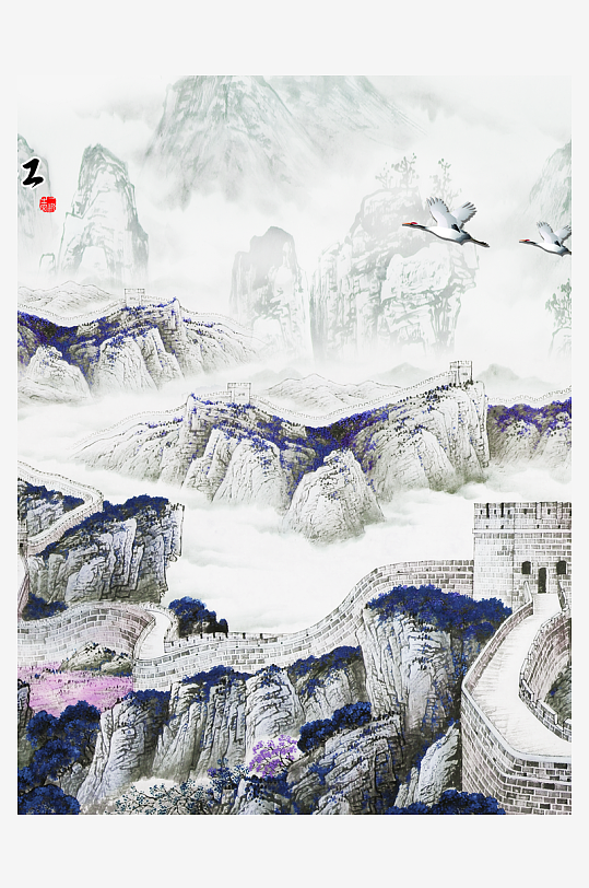 水墨山脉风景画装饰画-众图网