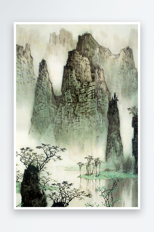 山水风景画中式装饰画-众图网