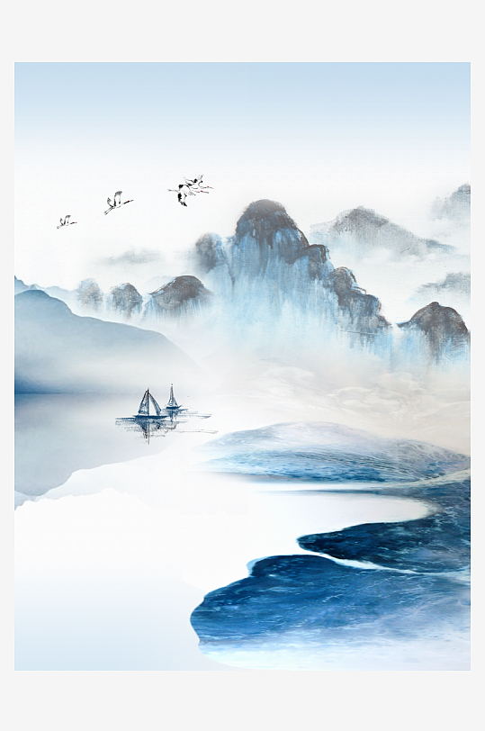 山水风景画中式装饰画-众图网