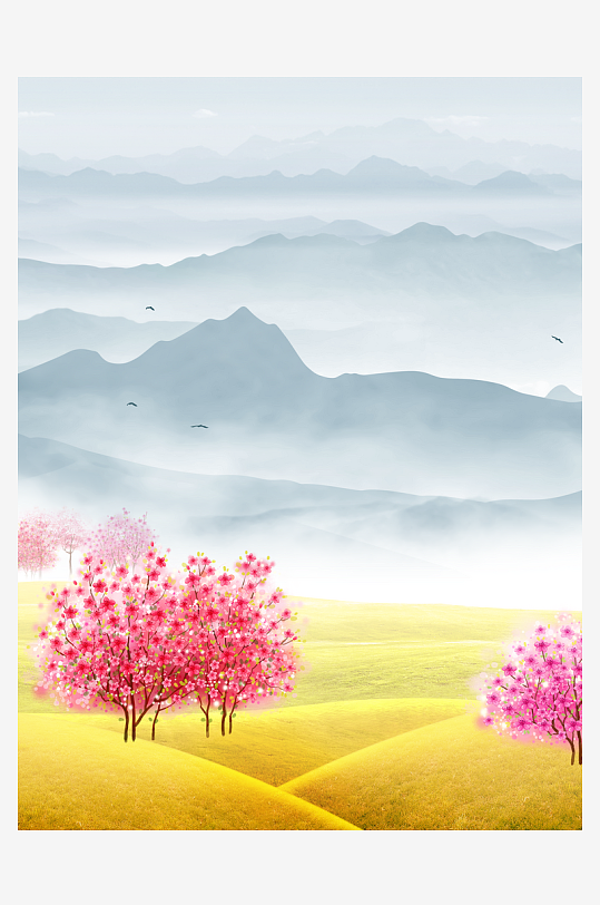 山水风景画中式装饰画-众图网