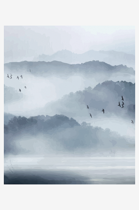 山水风景画中式装饰画-众图网