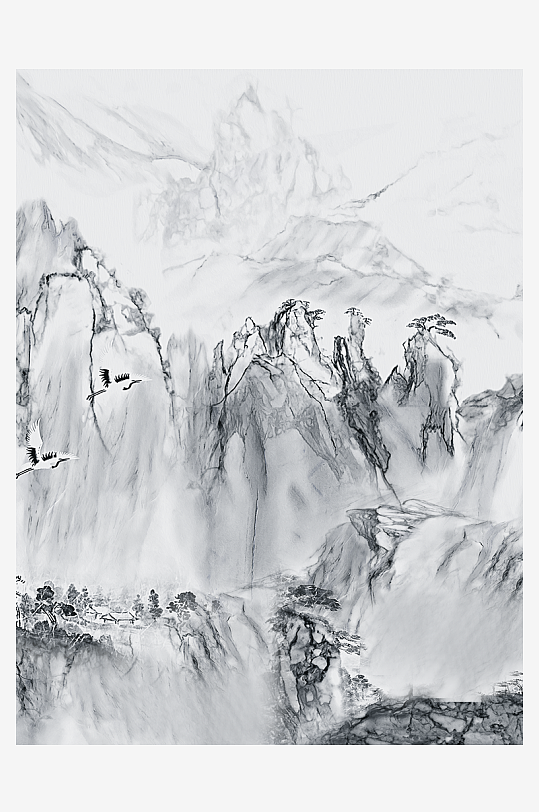 山水风景画中式装饰画-众图网