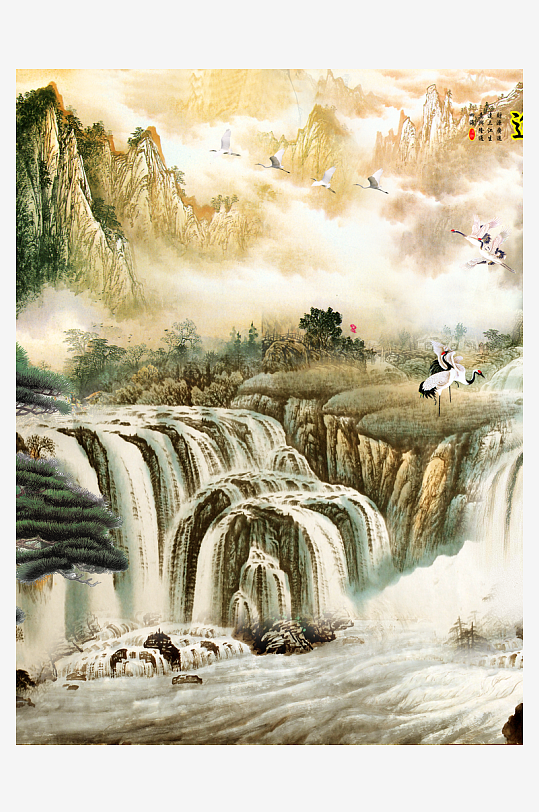 山水风景画中式装饰画-众图网