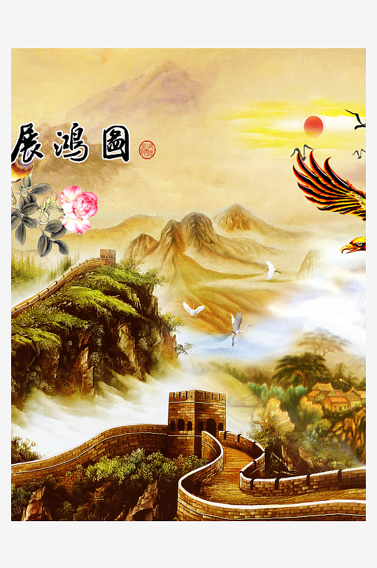 山水风景画水墨中式装饰画-众图网
