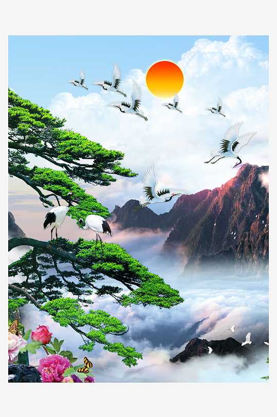 山水风景画水墨中式装饰画-众图网