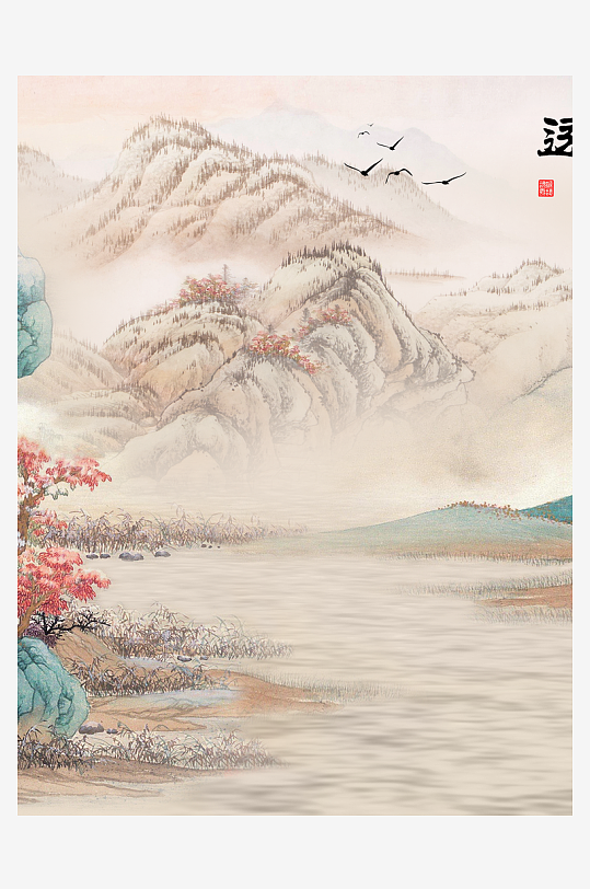 山水风景画水墨中式装饰画-众图网