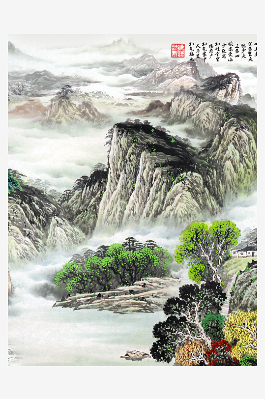 山水风景画水墨中式装饰画-众图网