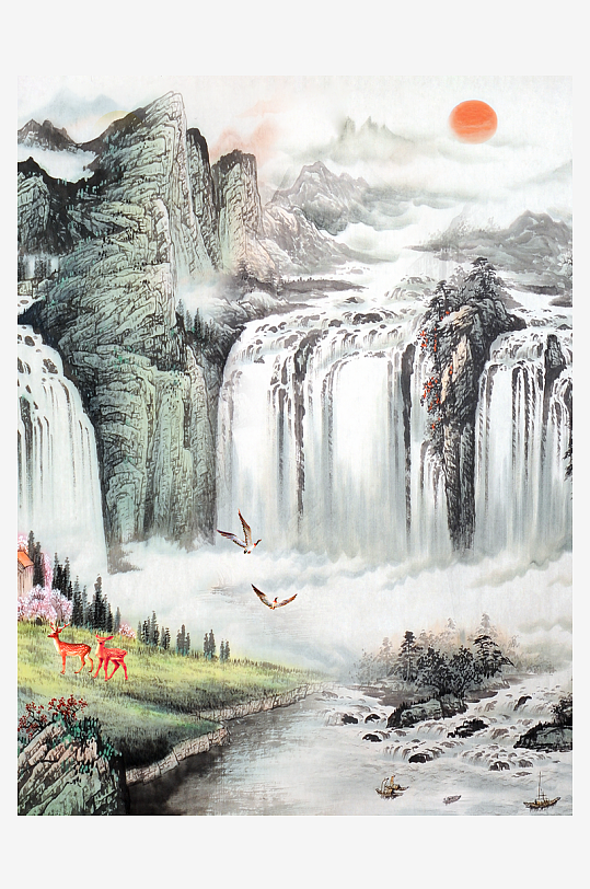 山水风景画水墨中式装饰画-众图网