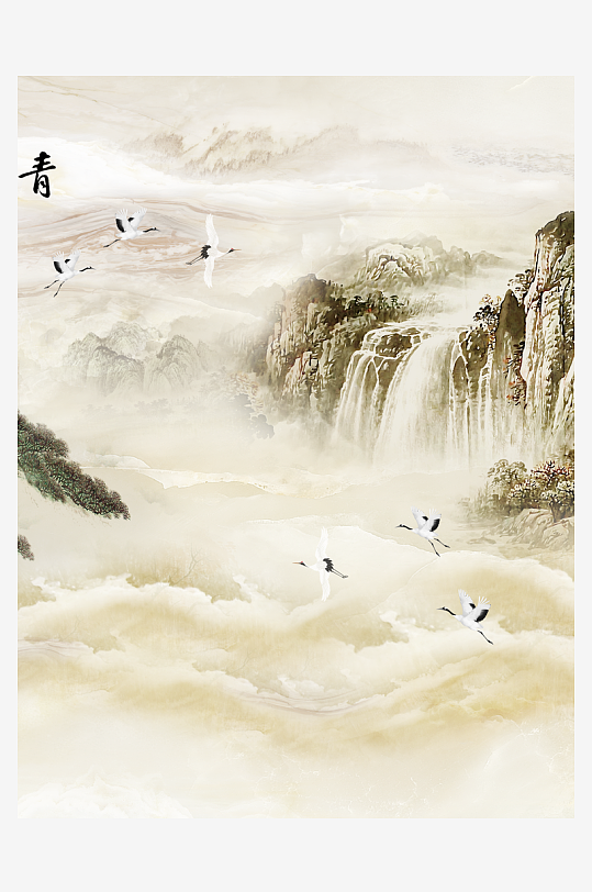 山水风景画水墨中式装饰画-众图网