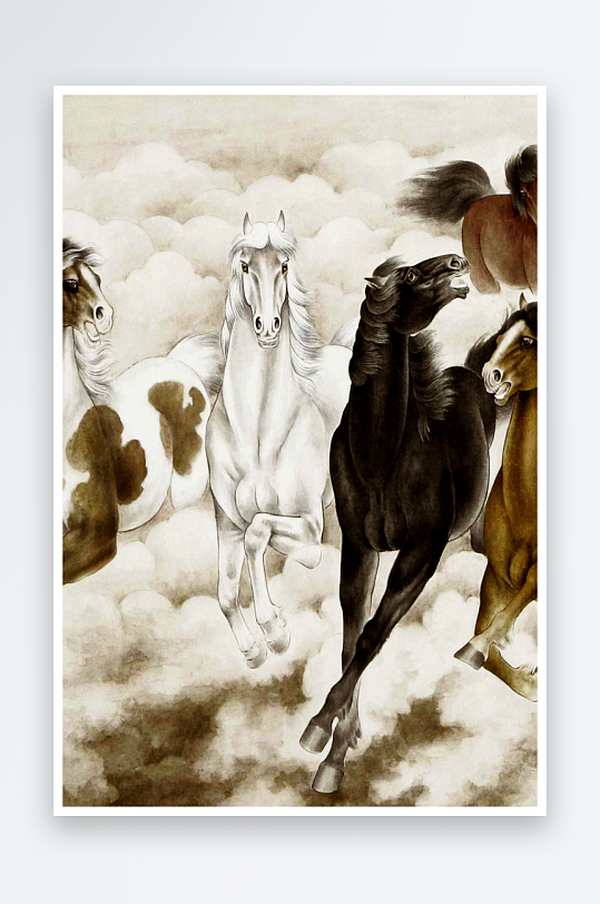 骏马山脉中式装饰画-众图网