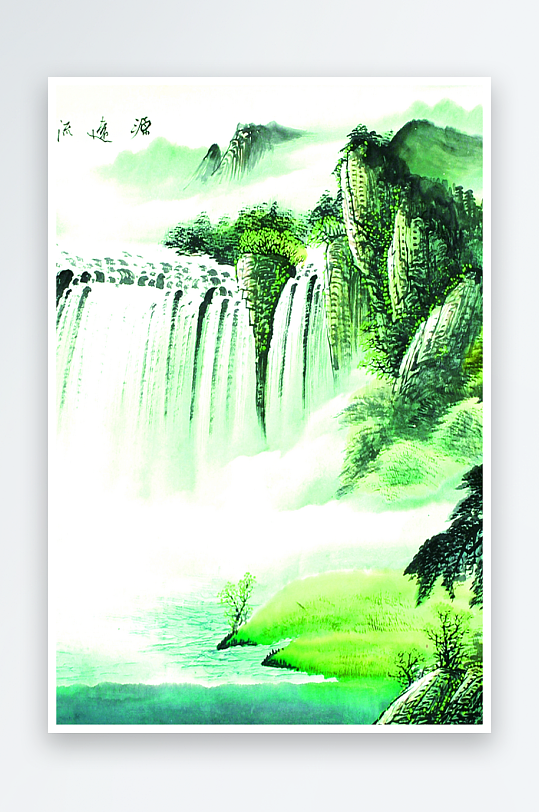 山水湖泊风景画装饰画-众图网