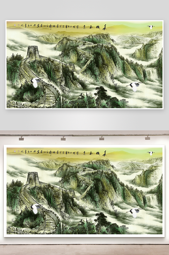 水墨风景画中式背景墙-众图网