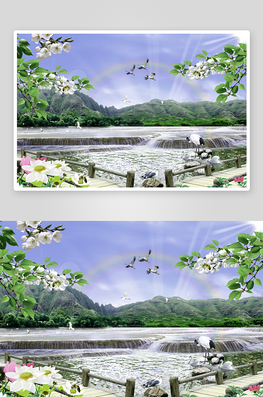 水墨风景画中式背景墙-众图网