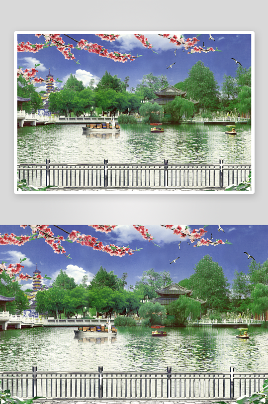 水墨风景画中式背景墙-众图网