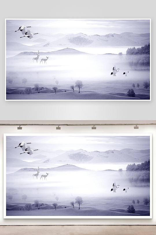 水墨风景画中式背景墙-众图网