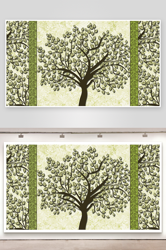 发财树电视机背景墙-众图网