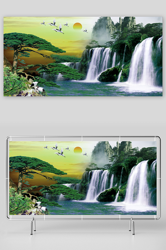 水墨山水风景画中式背景墙-众图网