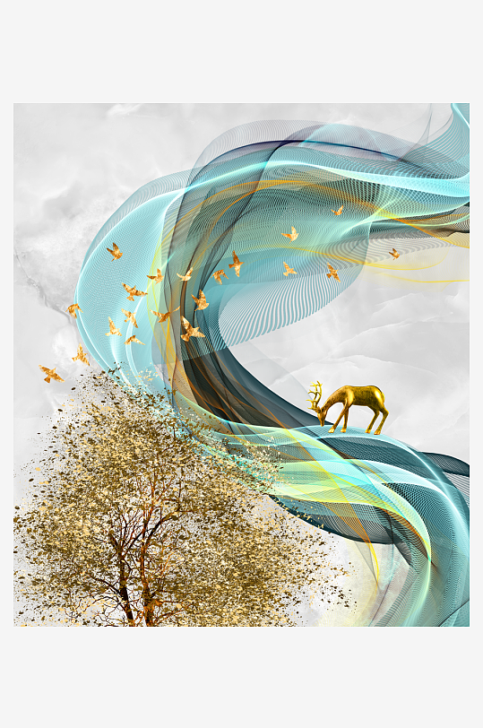 发财树风景画装饰画图片-众图网