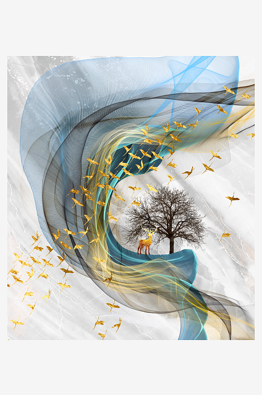 发财树风景画装饰画图片-众图网