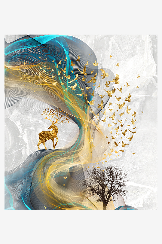 发财树风景画装饰画图片-众图网