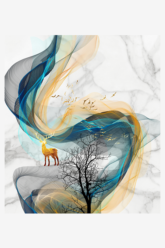 发财树风景画装饰画图片-众图网