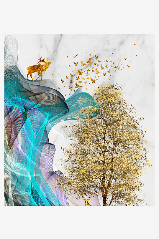 发财树风景画装饰画图片-众图网