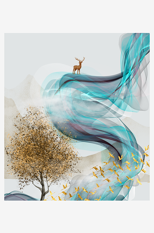 发财树风景画装饰画图片-众图网