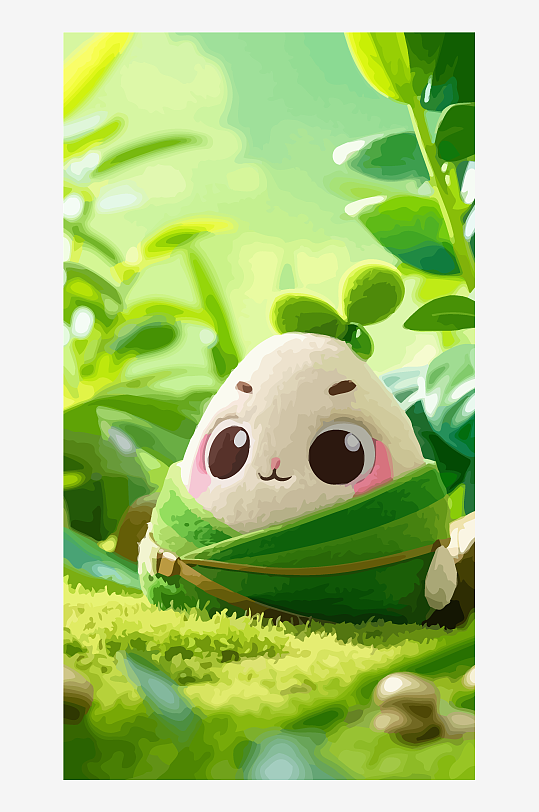 Q版端午元素矢量插畫元素