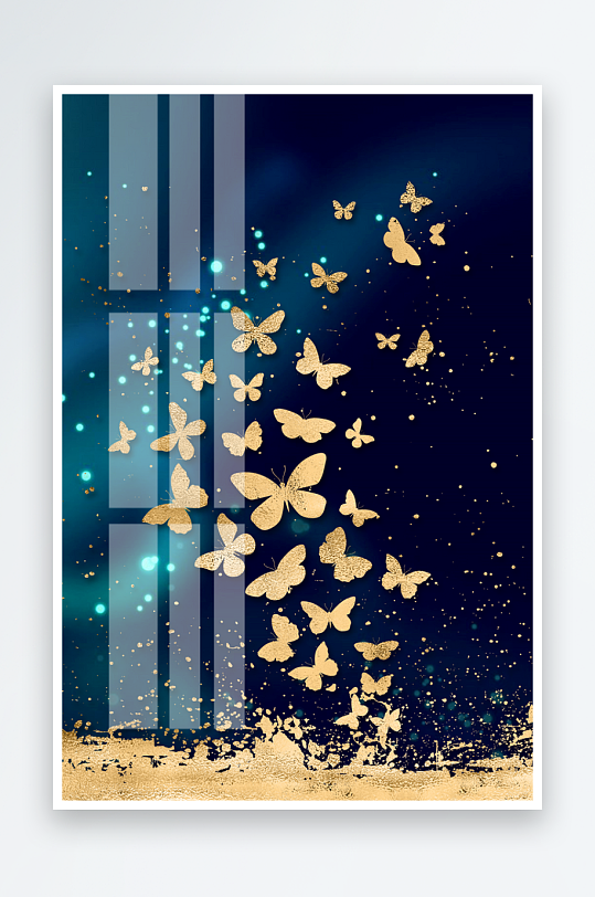 轻奢金色蝴蝶艺术装饰画-众图网