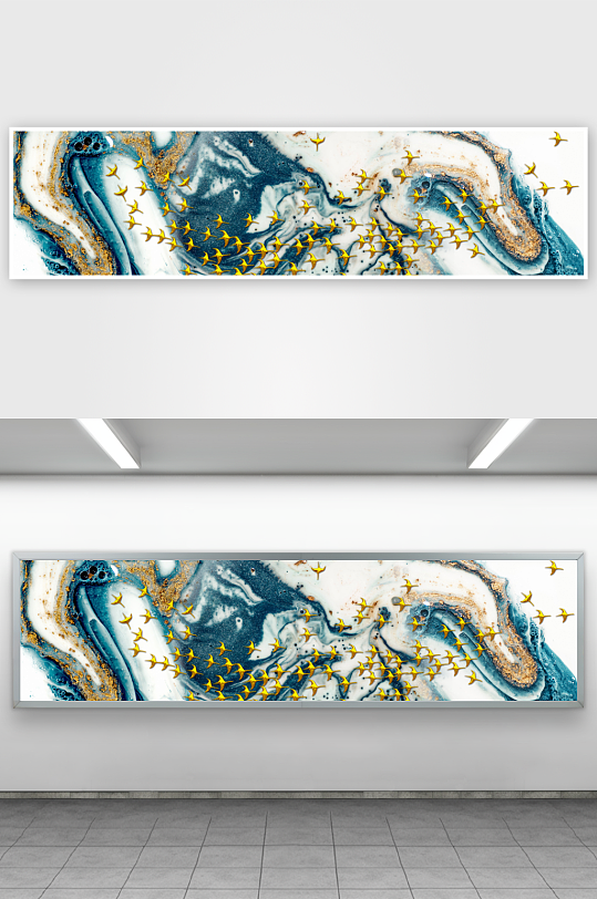 轻奢金色飞鸟装饰画-众图网