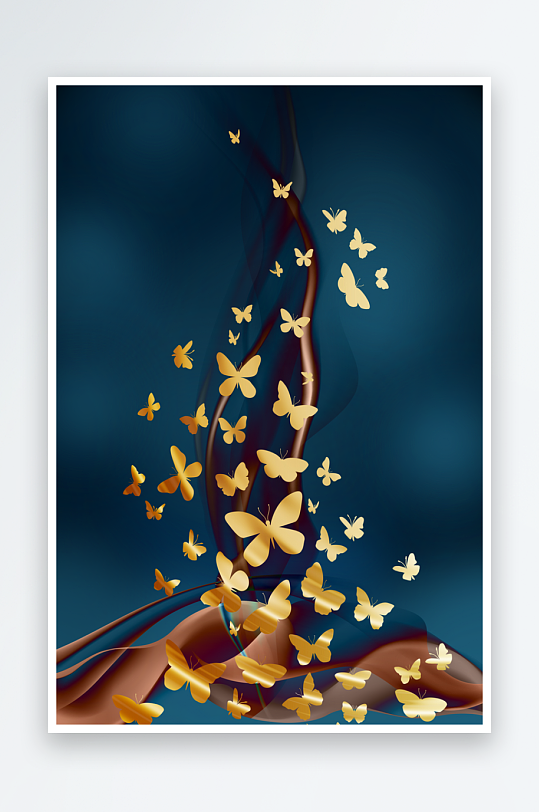 轻奢金色蝴蝶艺术装饰画-众图网