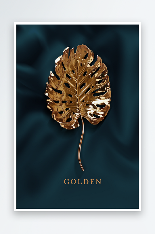 轻奢金色树叶装饰画-众图网