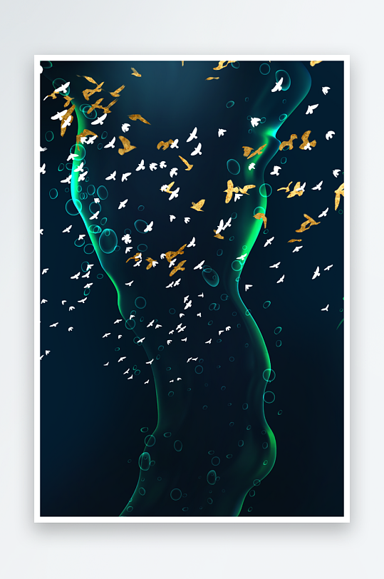 飞鸟轻奢艺术装饰画-众图网