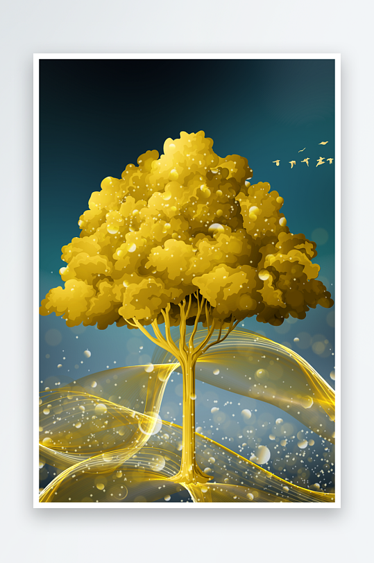 发财树轻奢艺术装饰画-众图网