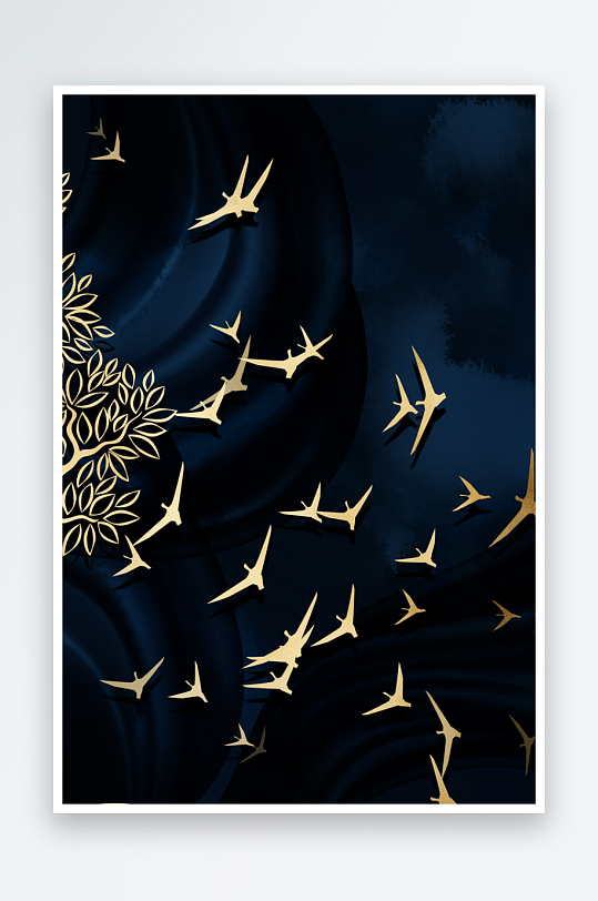 飞鸟轻奢艺术装饰画-众图网
